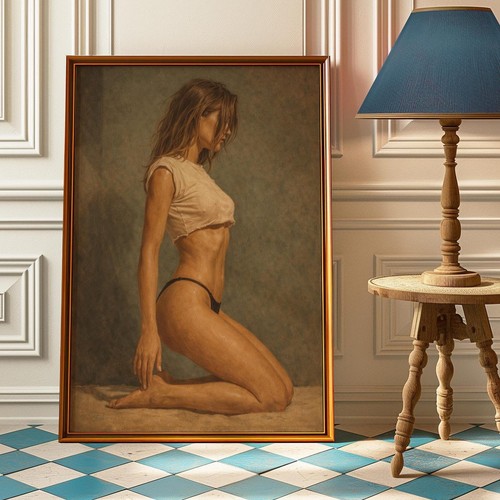 Sensual kneeling woman poster - sensual,
