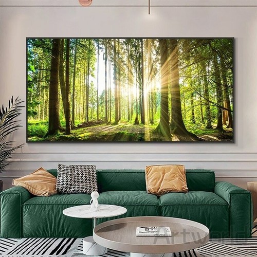 Sunrise forest wall - art, canvas